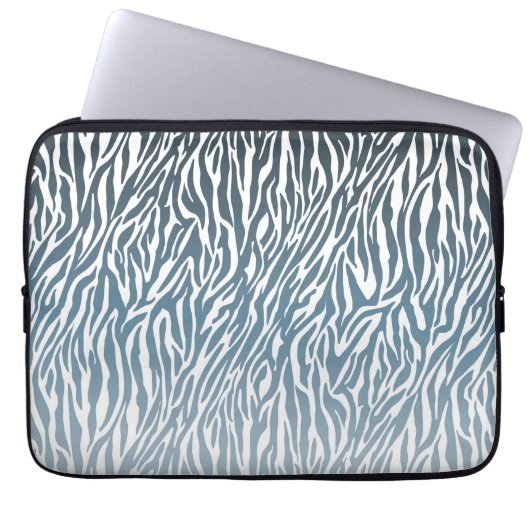 Wild Blue Zebra Print Ombre Laptopschutzhülle (Vorderseite)