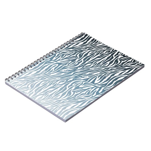 Wild Blue Zebra Print Ombre Notizblock (Linke Seite)