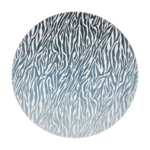 Wild Blue Zebra Print Ombre Schneidebrett