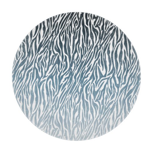 Wild Blue Zebra Print Ombre Schneidebrett (Vorderseite)