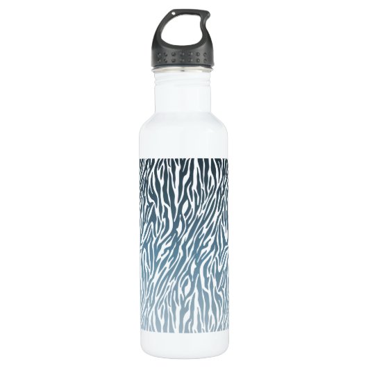 Wild Blue Zebra Print Ombre Trinkflasche (Vorderseite)