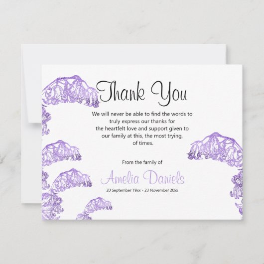 Wild Bluebell Beerdigung Danke, Karten (Vorderseite)