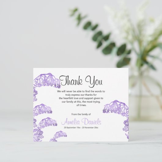 Wild Bluebell Beerdigung Danke, Karten (Stehend Vorderseite)