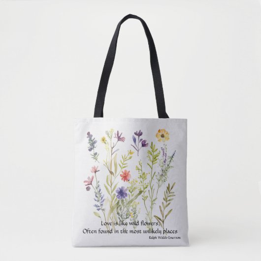 Wild Blume bearbeitbare Zitat von Ralph Waldo Emer Tasche (Vorderseite)