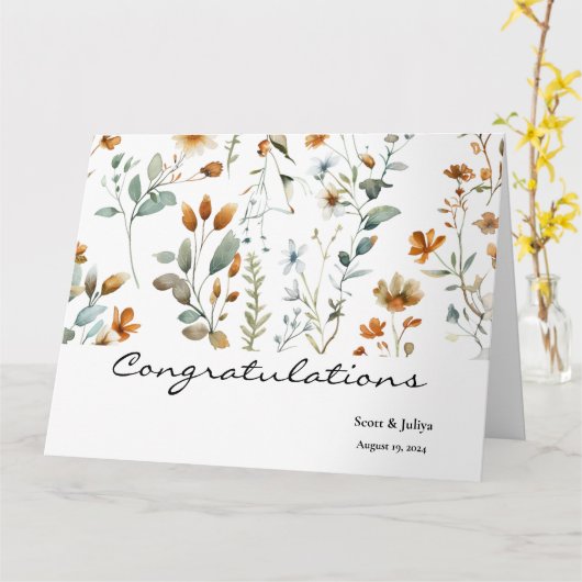 Wild Blume Boho Hochzeit Gruß Karte (Gelbe Blume)