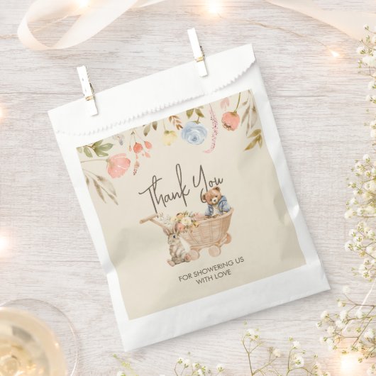 Wild Blume Boho Teddy Bear Babydusche Vielen Dank Geschenktütchen (Ausgeschnitten)