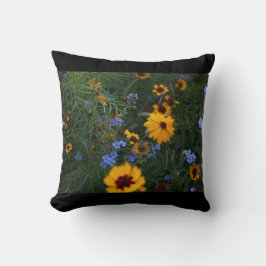 Wild Blume Kissen Schwarz