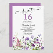 WILD-BLUME LILA FLORALMEADOW-WASSERFARBE EINLADUNG (Vorne/Hinten)