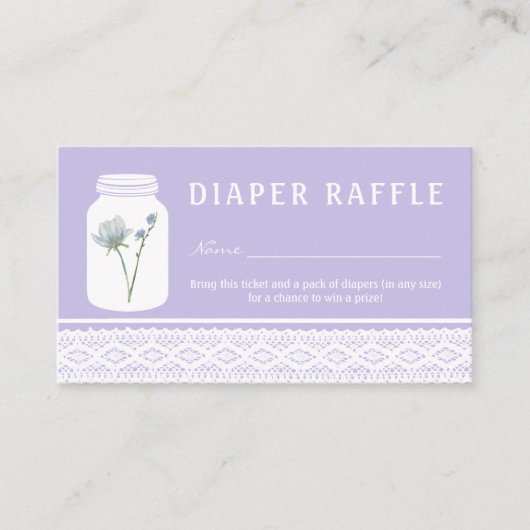 Wild Blume Mason Jar & Lace Diaper Raffle Ticket Begleitkarte (Vorderseite)
