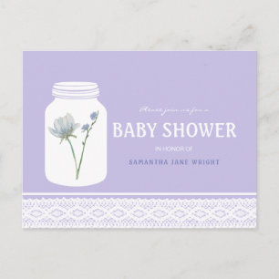 Wild Blume Mason Jar und Lace Baby Shower Einladungspostkarte
