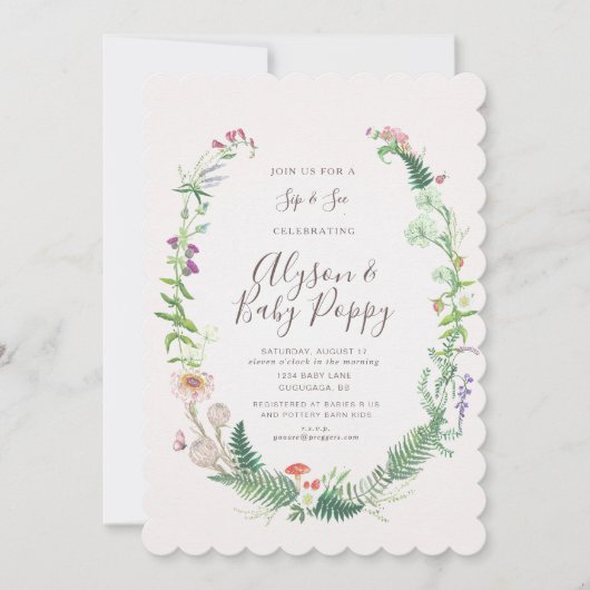 Wild Blume Sip & See Einladung (Vorderseite)