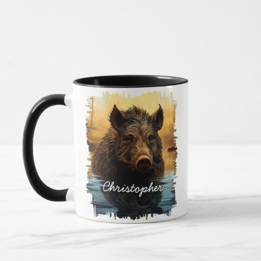 Wild Boar am Waldrand Tasse (Links)