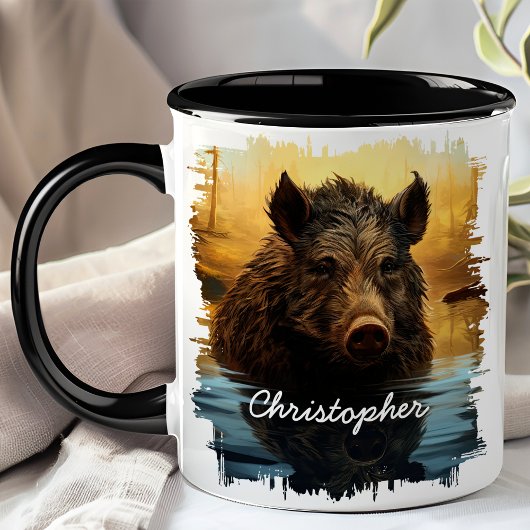 Wild Boar am Waldrand Tasse