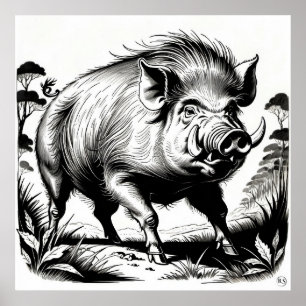 Wild Boar - Archival Print Poster