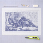 Wild-Boar-Familie Zeichnend Blau Seidenpapier (Handwerk)