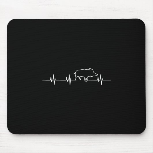 Wild Boar Heartbeat Ekg Hog Hunter Hunt Hunting Mousepad (Vorne)