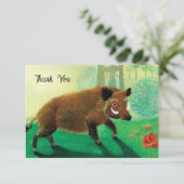 Wild-Boar-Illustration Dankeskarte (Stehend Vorderseite)