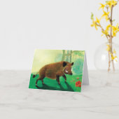 Wild-Boar-Illustration Karte (Gelbe Blume)