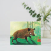 Wild-Boar-Illustration Postkarte (Stehend Vorderseite)