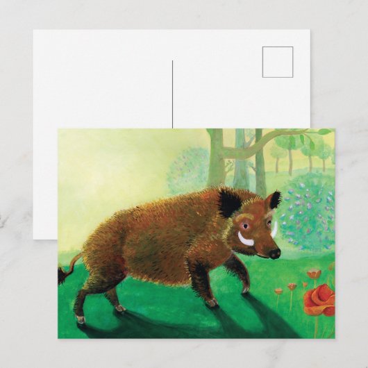 Wild-Boar-Illustration Postkarte (Vorne/Hinten)