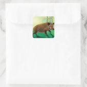 Wild-Boar-Illustration Quadratischer Aufkleber (Tasche)