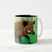 Wild-Boar-Illustration Zweifarbige Tasse (VorderseiteRechts)