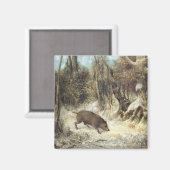Wild Boar in the Snow, signed as Krümmet Magnet (Vorderseite/Rückseite)