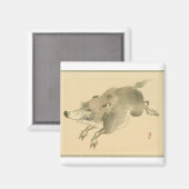 Wild Boar (japanische Kunst) (von Kono Bairei) Magnet (Vorderseite/Rückseite)