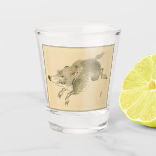 Wild Boar (japanische Kunst) (von Kono Bairei) Schnapsglas