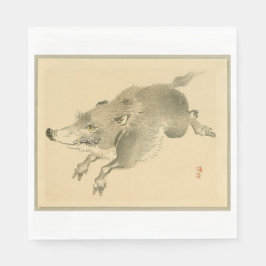 Wild Boar (japanische Kunst) (von Kono Bairei) Serviette