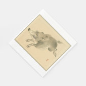 Wild Boar (japanische Kunst) (von Kono Bairei) Serviette (Ecke)