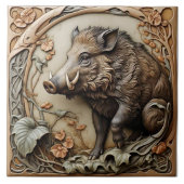 Wild Boar - Jugendstil-Keramik Tile Fliese (Vorderseite)