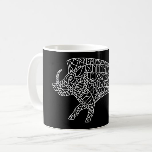 Wild Boar mit Runen Kaffeetasse (Vorderseite Links)