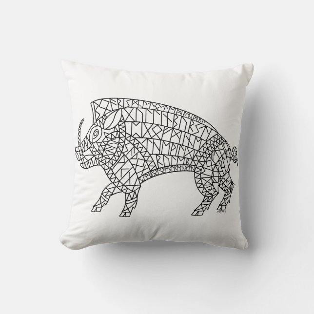 Wild Boar mit Runen Kissen (Vorderseite)