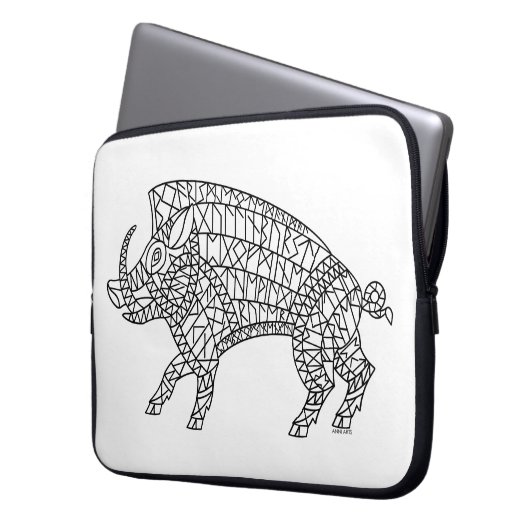 Wild Boar mit Runen Laptopschutzhülle (Vorderseite Links)