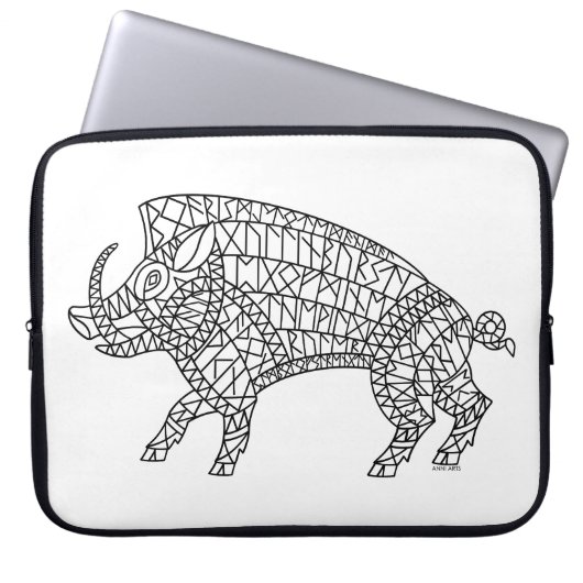 Wild Boar mit Runen Laptopschutzhülle (Vorderseite)