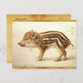 WILD BOAR PIGLET Antikes Zeichnend Tierparkett Postkarte (Vorne/Hinten)