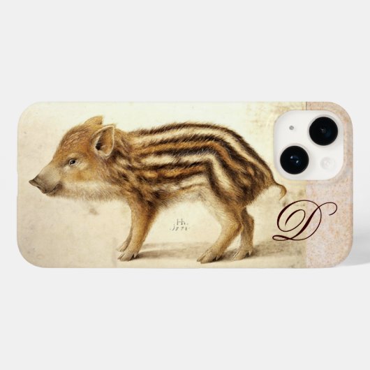 WILD BOAR PIGLET Gezeichnet Monogramm Case-Mate iPhone Hülle (Rückseite (Horizontal))