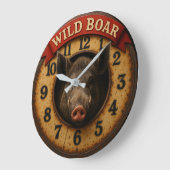 Wild boar rustic hunting lodge woodland theme große wanduhr (Winkel)