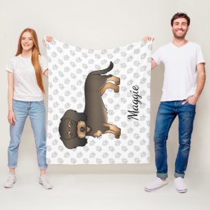 Wild Boar Wire Dackel Cartoon Dog & Name Fleecedecke