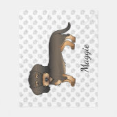 Wild Boar Wire Dackel Cartoon Dog & Name Fleecedecke (Vorderseite)