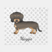 Wild Boar Wire Dackel Cartoon Dog & Name Fleecedecke (Vorderseite (Horizontal))