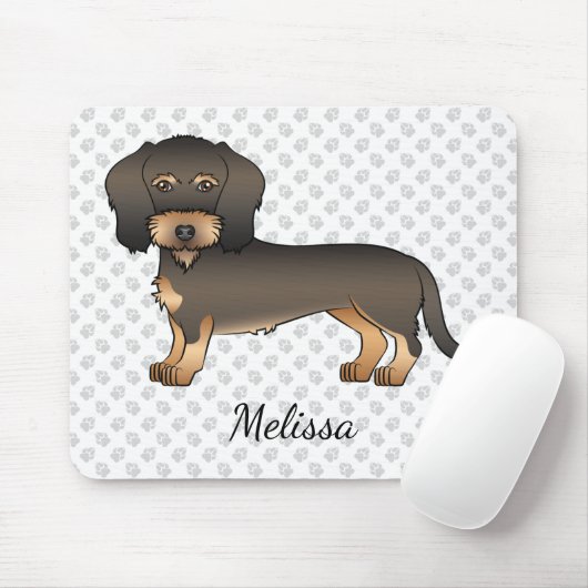 Wild Boar Wire Dackel Cartoon Dog & Name Mousepad (Mit Mouse)