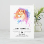 Wild Bohemisch Lion Birthday Einladung (Stehend Vorderseite)