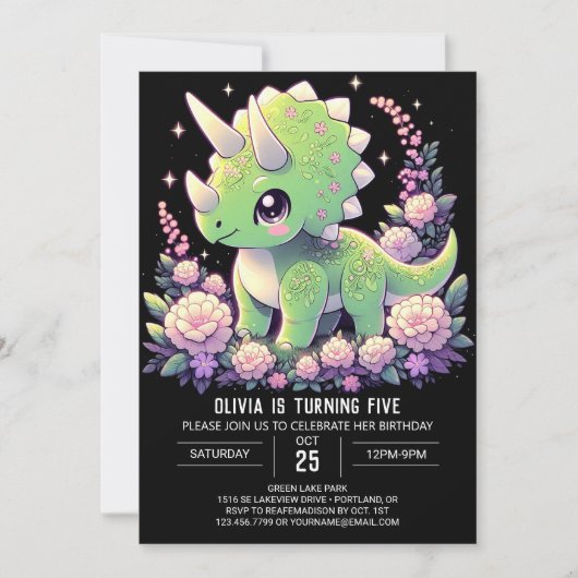 Wild Boho Dinosaur Digital Geburtstag Einladung (Vorderseite)