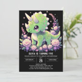 Wild Boho Dinosaur Digital Geburtstag Einladung (Stehend Vorderseite)