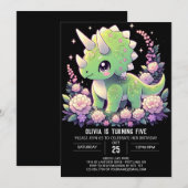 Wild Boho Dinosaur Digital Geburtstag Einladung (Vorne/Hinten)