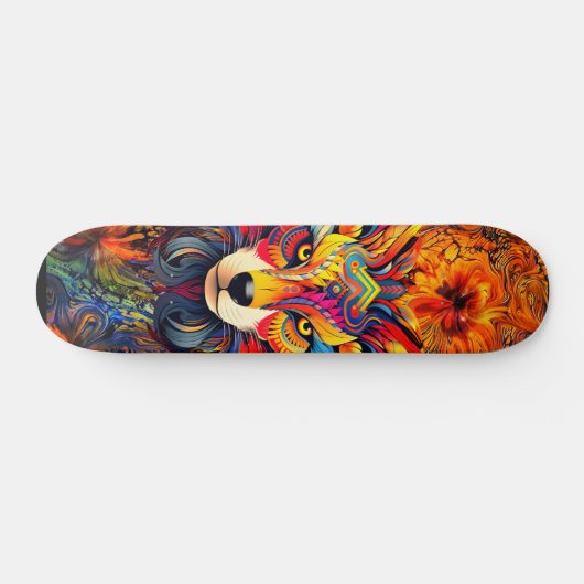 Wild Boho Fox Abstrakt Art Skateboard Deck (Horizontal)