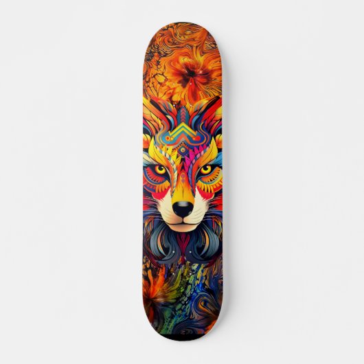 Wild Boho Fox Abstrakt Art Skateboard Deck (Vorne)