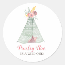 Wild Boho Girl Birthday Party Runder Aufkleber